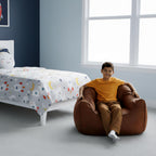 Big Joe Hug Bean Bag Chair, Tan, Vegan Suede, Kids and Teens, 3 feet