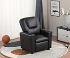 23" Black PU Leather Recliner Chair with Cupholder