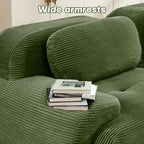 SoarFlash 81” Sectional Cloud Boneless Sofa Couches for Living Room-2 Seater U-Shaped Modern Lounge Couch-No Assembly Modular Corduroy Convertible Sponge Sleeper Sofas with Chaise for Home House,Green