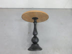 Vintage American Country Round Coffee Side Table,End Table,Tea Table | French-Inspired Rustic Charm, Sturdy Metal Pedestal Base, 19.9" Compact Size for Living Room, Bedroom, or Entryway