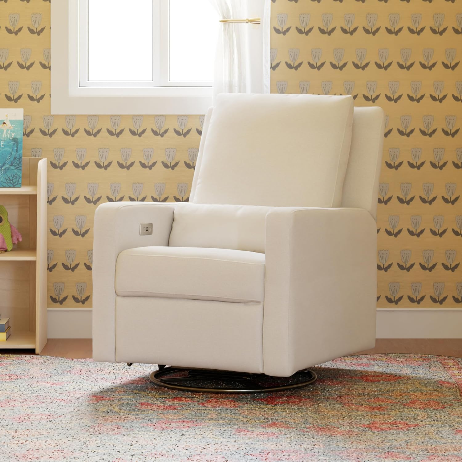 Babyletto Sigi Electronic Power Recliner and Glider with USB Port in Performance Cream Eco-Weave, Water Repellent & Stain Resistant, Greenguard Gold and CertiPUR-US Certified