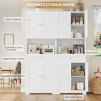 HIFIT 2 Pcs Tall Kitchen Pantry Cabinet, Large Kitchen Hutch Storage Cabinet with Doors & Wide Shelves, 67" Tall Modern Coffee Bar Cabinets with Drawers Cupboard Set for Home Dining Living Room, White