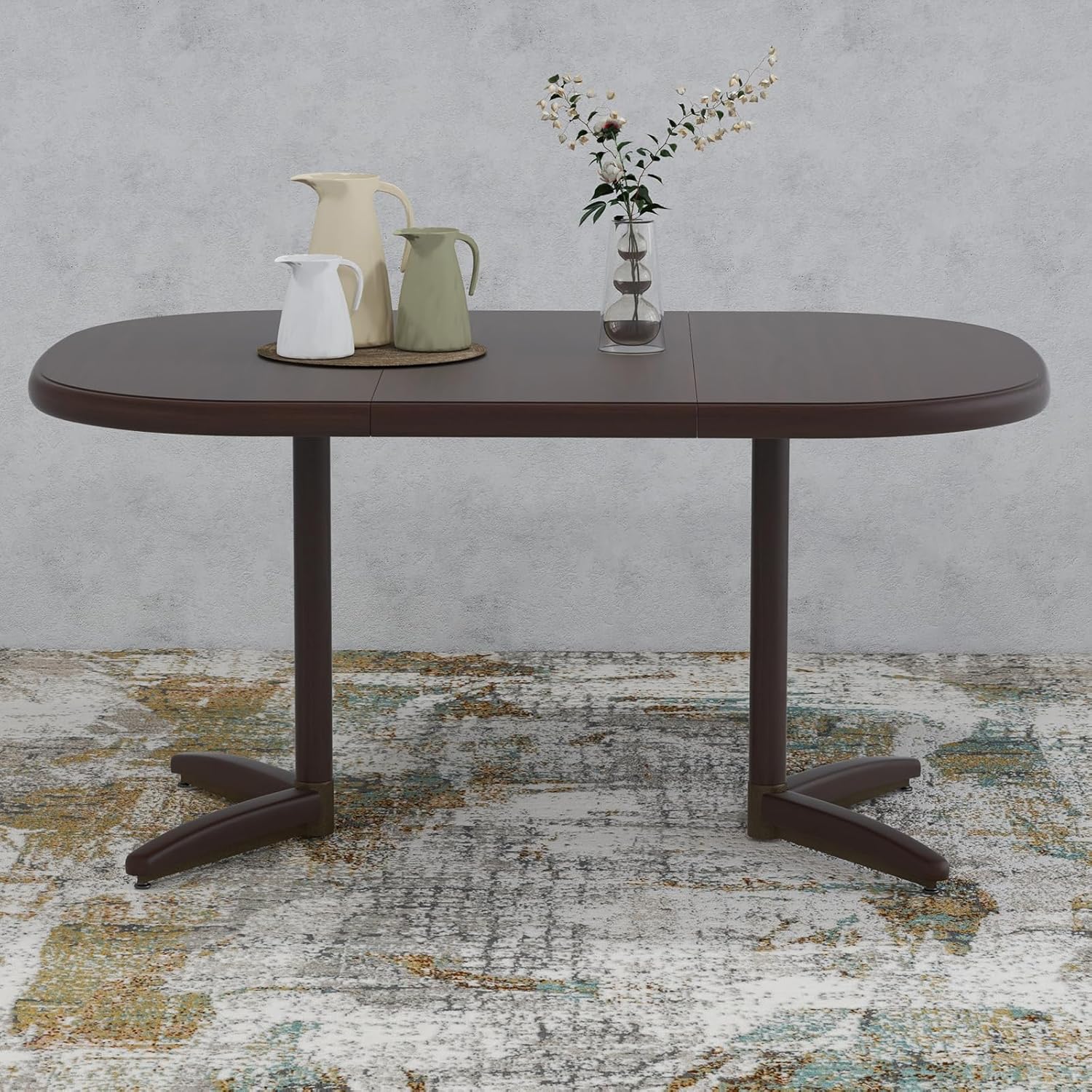 Chromcraft Table for 4 Person and 6 Person, Extendable Wooden Kitchen Room Table with 18" Extension Leaf (Walnut)