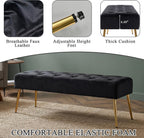 DUHOME Button-Tufted Ottoman Bench, Upholstered Bedroom Benches Velvet Footrest Stool Accent Bench for Entryway Dining Room Living Room Bedroom End of Bed, Black