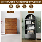 VEXPOR 73" Tall Arched Bookcase with Drawer, Metal Arched Cabinet with 2 Adjustable Shelves, Open Display Shelf for Home Office & Living Room, Heavy Duty Steel Storage Organizer