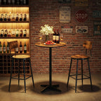 CHOEZON 21.6" Round Bar Table, Pub Table with Windmill-Inspired Base, Cocktail Table, for Bar, Pub, Cafe, Dining Room, Rustic Brown and Black TBT04BF