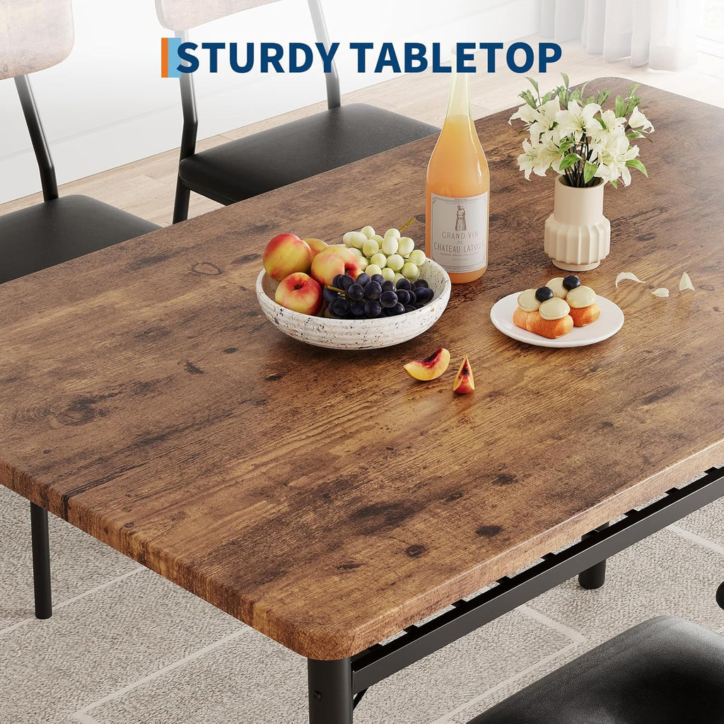 IDEALHOUSE Small Dining Table Set for 2, 3-Piece Dining Set with Storage Rack, Wood Kitchen Table with Upholstered Chairs, Square Table Set with Metal Legs Support, for Dining Room, Living Room, Brown