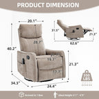 Swivel Rocker Recliner Chair, Nursery Rocking Chair with Heat and Massage, Glider Reclining Chair for Living Room Small Space Bedroom, Chenille Khaki