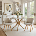 Swivel Dining Chairs Set of 2, Mid Century Modern Dining Chairs with Arms and Wood Legs, Linen Fabric Upholstered Kitchen Chairs for Dining Room Living Room, Comfortable Widen Seat, Sand