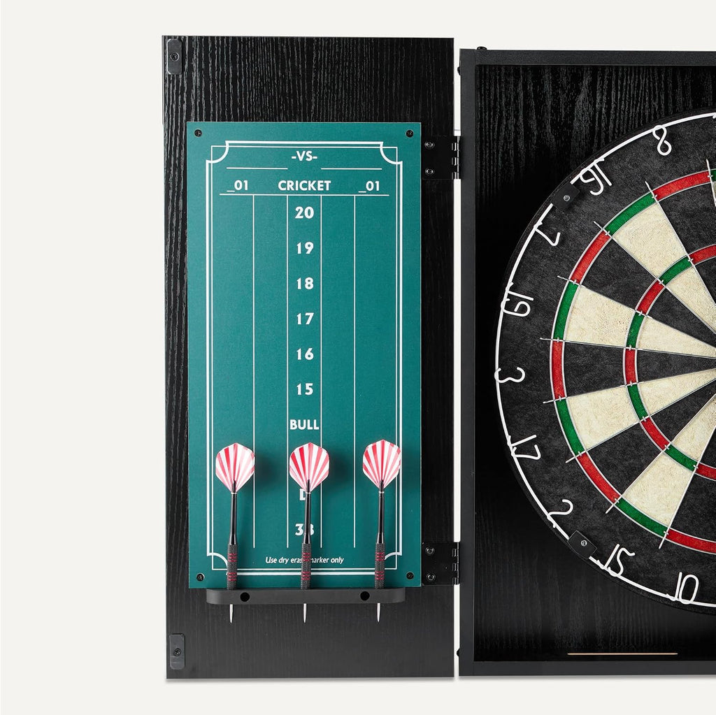 Amazon Basics Regulation Size Dartboard Cabinet Set for Adults, Black