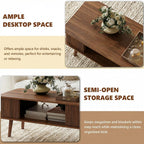 LAZZO Coffee Table with Storage Center Table for Living Room Rectangle Coffee Table with Rounded Edges,Easy Assembly, Walnut