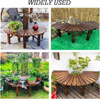 Tree Bench Wrap Around Park Seating Slatted Seat,for Garden, Lawn,Patio & Backyard Solid Wood Curved