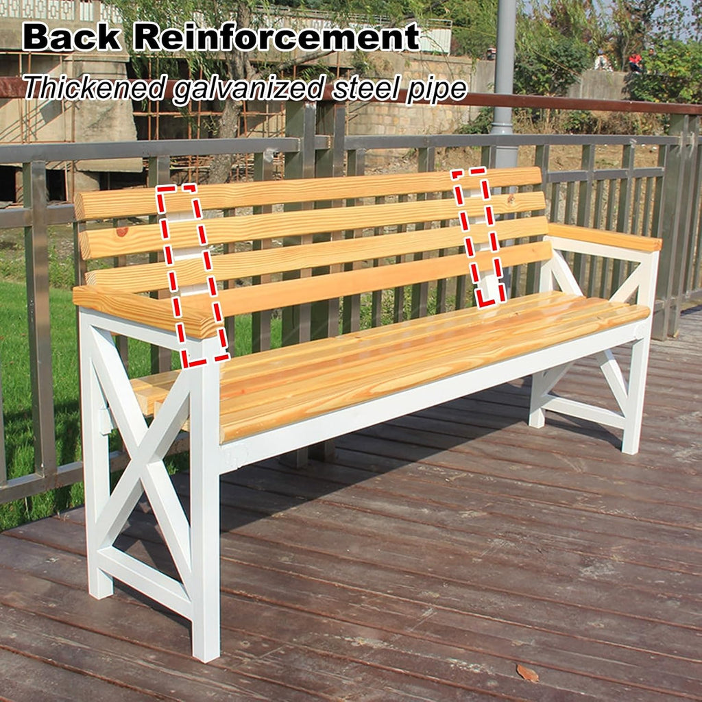 Outdoor Benches Weatherproof, Solid Wood Boards, Garden Benches, Suitable for Lawns, Terraces, Parks, and Residential Areas(White,100x40x85cm/39x16x33in)