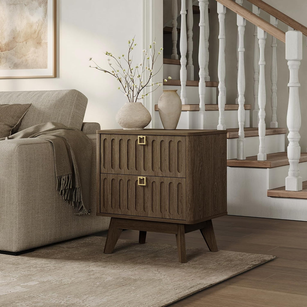 SICOTAS Nightstands Set of 2 with Drawers, 21" Wide Modern Bedside Tables | Modern 21" Wide Bedside Tables Set of 2 with Drawers, Stable Nightstands with Handle Accent End Tables for Bedroom, Apartment