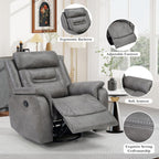 Bonzy Home 360° Swivel Rocker Recliner Chair for Adults, Manual Faux Leather Reclining Chair with Ergonomic Backrest, Glider Rocking Nursery Single Sofa for Living Room, Bedroom, Grey