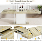 78.7" Farmhouse Extendable Dining Room Table Set for 8, 9-Piece Rectangle Kitchen Dining Table Set with Wood Base and 8 Grey Velvet Dining Chair, Extending Kitchen & Dining Table Set