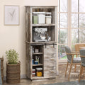 Freestanding Rustic Kitchen Buffet Cabinet, Pantry Storage Cabinet with Sliding Barn Door, Adjustable Shelf, Vintage Wood,for Kitchen