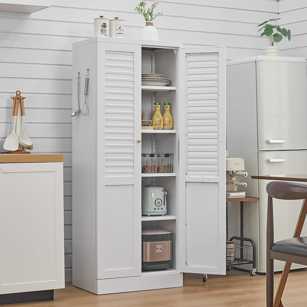 61'' Metal Pantry Cabinet with 4 Adjustable Shelves, Freestanding Steel Storage Cabinet for Kitchen & Home