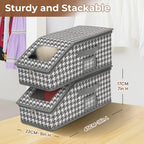 2 PCS Stackable Hat Storage for Baseball Caps, Large Hat Organizer with transparent window, Holds up to 30 Caps Hat Organizer (Gray and white)