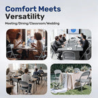 Simple Deluxe 2 Pack Folding Chairs – Padded Leather Seats, Heavy-Duty Metal Frame | Collapsible & Lightweight for Indoor/Outdoor Events, Home, Office, Grey