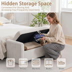 Storage Bench for Bedroom End of Bed, Upholstered Storage Ottoman Bench with Pillows for Foot of Bed, Bedroom,Living Room, Entryway, Corduroy White