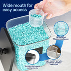 3+1+1 Pack Laundry Pods Container & Dryer Sheet Holder with Lid, 54OZ Liquid Soap Detergent Dispenser for Powder, Beads and Fabric Softener, Black Laundry Room Organization and Storage, 10 Labels