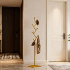 Sturdy Metal Coat rack Tree – Anti-Tip Design with 8 Hooks, Perfect for Home, Dorm, or Office Organization (gold)