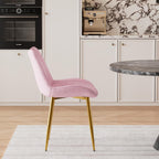 VECELO Dining Chairs Set of 2, Velvet Fabric & Metal Frame, Mordern Style for Kitchen, Living Room,Offcie, Pink