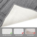 HOMEIDEAS Bathroom Rugs Sets 2 Piece, Super Soft and Absorbent Non Slip Microfiber Machine Washable Bath Mat Set (20" x 32" + 16" x 24", Grey)