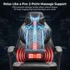 DL-win Gaming Chair for Adults with Footrest, Ergonomic Computer Gamer Chair with Massage Lumbar Support, High Back Reclining Gaming Chair, Adjustable Swivel Desk Chair for Home Office, Grey