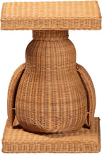 Bali & pari Pembroke Penguin End Table - Handwoven Rattan Sculptural Accent Side Table with Platform Base