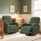 Power Swivel Rocker Recliner, Upholstered Glider Recliner Nursery Chair with Type-C & USB Port,Swivel Rocking Nursery Recliners with Double Pockets for Living Room Bedroom,Green