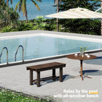 Wood Outdoor Garden Bench 35" Backless Bench 2-Person Seat 100% Solid Fir Carbonized Weatherproof Patio Bench Indoor Bathroom Seat Entryway Shoe Bench for Garden Porch Backyard Pool Balcony (Small)