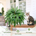 Artificial Boston Fern Bush - Set of 2 45Inch Fake Ferns with 55 Fronds, Large Hanging Faux Plants Decor, UV Resistant Faux Fern Vines Silk Greenery for Outdoor Indoor, Porch, Farms, Patio