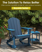 GREENVINES Adirondack-Rocking-Chairs | Set of 2 | HDPE Plastic | Porch Rocker Chair | for Outdoor Patio Deck | Weatherproof | Blue