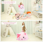 Anzitinlan Cute Cat Bean Bag Chair for Kids, Pink Stuffed Animal Storage Beanbag Chairs for Girls Room Decor, Extra Large Size, Velvet Super Soft Cover Only