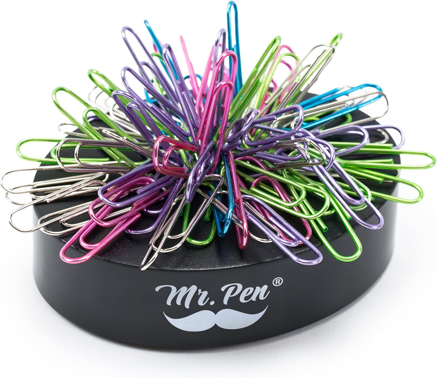 Mr. Pen- Magnetic Desk Toy With Colored and Silver Paper Clips (100 Pieces), Desk Toys, Desk Decor, Desk Accessories, Paperweight, Cute Office Supplies, Paper Clips Holder, Paper Clip Dispenser