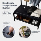 Allewie Coat Rack Shoe Bench, 75" Freestanding Hall Tree, Entryway Bench with Storage Shelves, Upholstered Sponge-Padded Seat, Organized with 5 Hooks, Industrial Furniture, Easy Assembly, Black