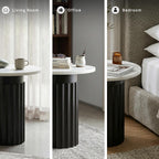 Signature Design by Ashley Wainstone Contemporary Accent Table wih Fluted Pedestal, White & Black