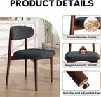 Wooden Dining Chair Set of 4, Modern Dining Chairs with with Curved Back, Fabric Upholstered Kitchen Room Chairs with Adjustable Legs for Farmhouse Dining Living Room,Dark Grey