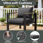 Outdoor Patio Furniture Set 2 Pieces Armchair with Washable Thick Cushions, Luxury Aluminum Patio Furniture Chair Modern Outside Sectional Set for Porch, Balcony, Deck, Yard, Dark Gray