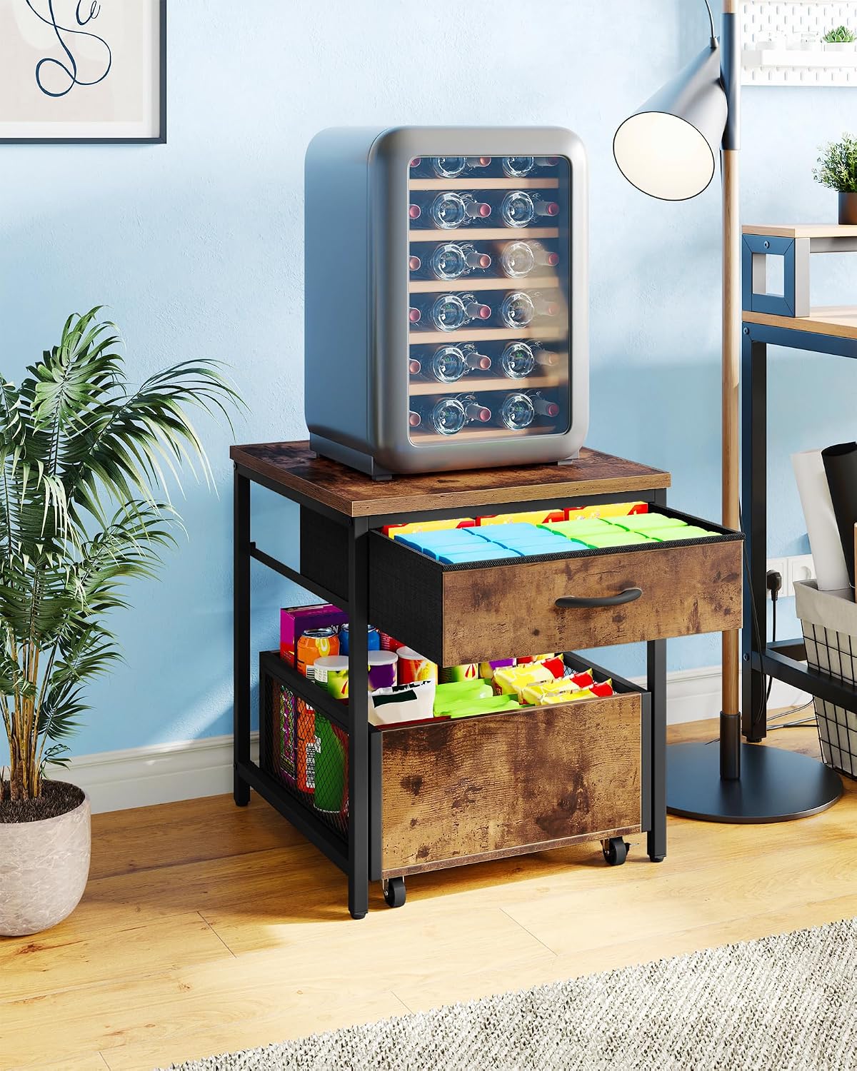 CHOEZON End Table and Height Adjustable Drink Table Bundle, for Small Space, Sofa, Living Room, Bedroom, TBZ55BF-TBZ31BF