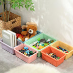 Zonon 12 Pcs Plastic Cubby Bins Office Storage Container Storage Bins Plastic Organization with 1 Pack Self Adhesive Label for Library Office Home Nursery(Pastel)