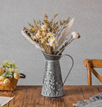 Vintage Galvanized Metal Pitcher Vase, Farmhouse Rustic Flower Vase with Handle, Decorative Floral Milk Jug Vase for Home Décor, 10.8’’H
