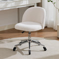Home Office Chair with Quiet Wheels - Armless Vanity Chair Vanity Stool, 360 Swivel Height Adjustable White