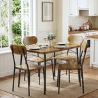 VECELO Dining Table Set for 4, 5-Piece Kitchen Table with 4 Chairs, MDF Board Tabletop with Metal Frame for Small Space, Compact Dinette, Breakfast Nook, Brown