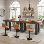 Miereirl 62.99 Inch Counter Height Table，Bar Counter Height Dining Table，Bar Table with Metal Footrest ，for Kitchen, Living Room, Bar， Seats 4-6 People, Brown&Black