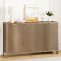 Fluted Buffet Cabinet with Storage, 55" Sideboard Cabinet with 4 Doors, Modern Credenza Accent Console Cabinet Coffee Bar Table for Living Room Dining Room Hallway, Walnut