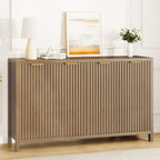 Fluted Buffet Cabinet with Storage, 55" Sideboard Cabinet with 4 Doors, Modern Credenza Accent Console Cabinet Coffee Bar Table for Living Room Dining Room Hallway, Walnut
