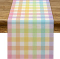 Pudodo Easter Buffalo Plaid Check Table Runner Spring Holiday Farmhouse Fireplace Kitchen Dining Room Home Party Decoration (13" x 90")